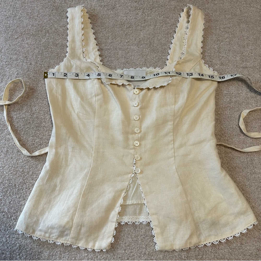 Reformation Viola Linen Top in Sugar - Picture 5 of 11